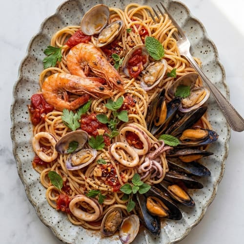 SPAGHETTI WITH MIXED SEAFOOD at SoBha Highgate